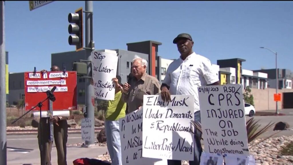 Protesters call out Tesla for being only American car company not represented by union – NBC Bay Area